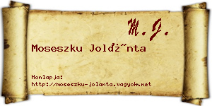 Moseszku Jolánta névjegykártya